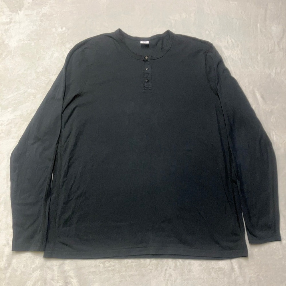 Reigning Champ Henley Shirt Men XXL Black‎ Long Sleeve Cotton Made in Canada